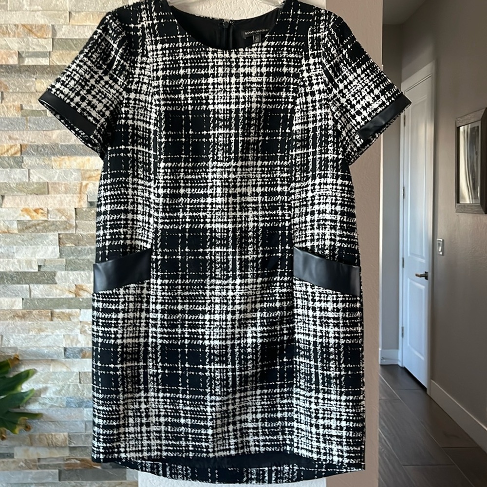 Faux Leather-trim Banana Republic Sheath Dress